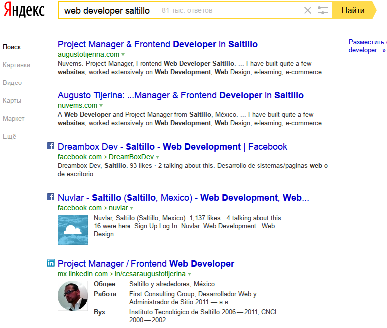 Yandex Search Results