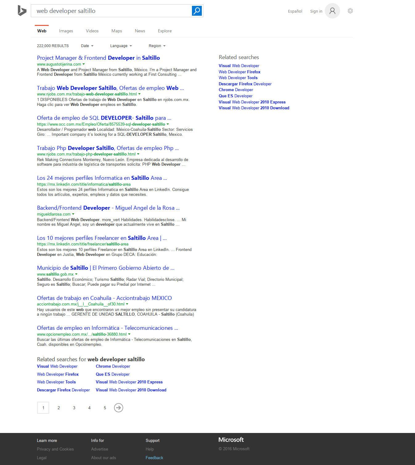 Bing Search Results
