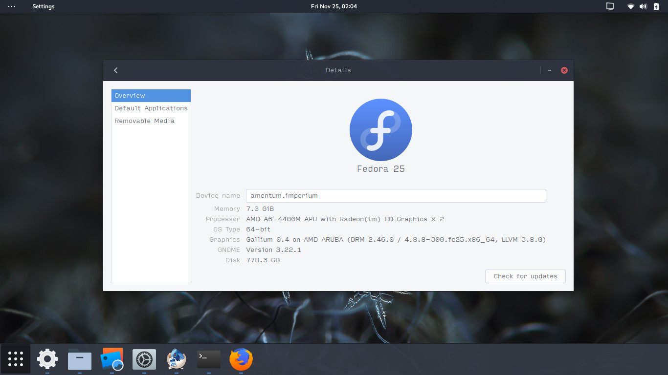 Fedora 25 Workstation